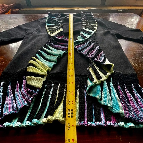 Rare Vintage 90s Pyramid Collection Rainbow 3/4 Sleeve Cardigan - Picture 5 of 10